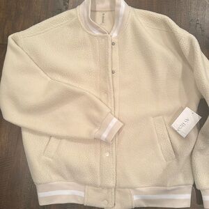 NWT Altard State Revival cream fleece bomber jacket size small.